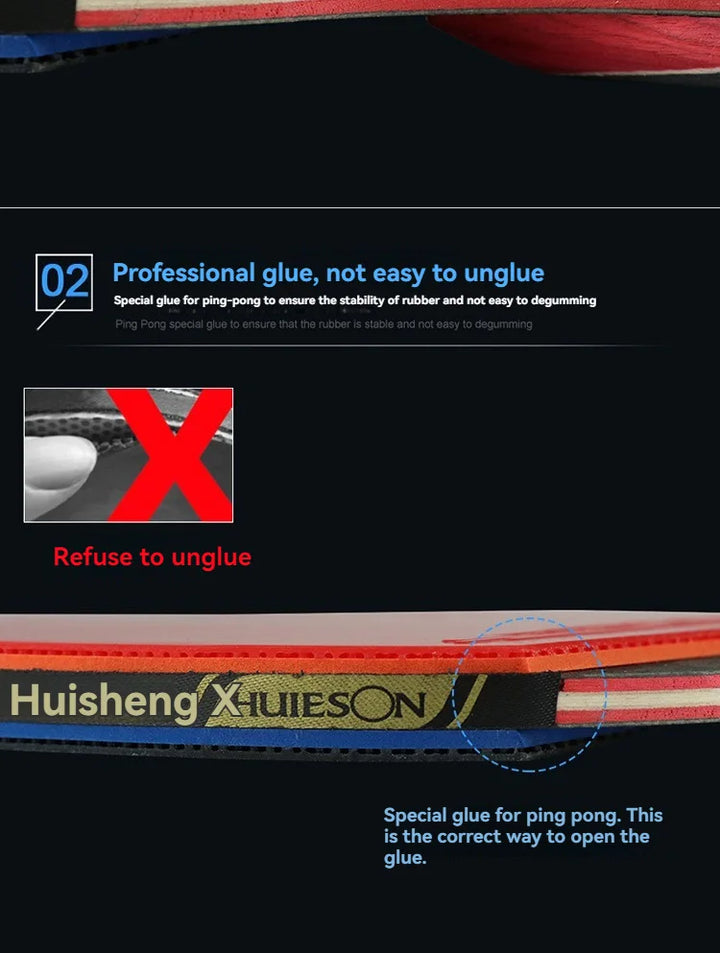 HuIESON Professional Carbon Table Tennis Bat Racket 6 7 8 Star Ping Pong Paddle for Beginner &amp; Advanced Players with Lightweight Grip