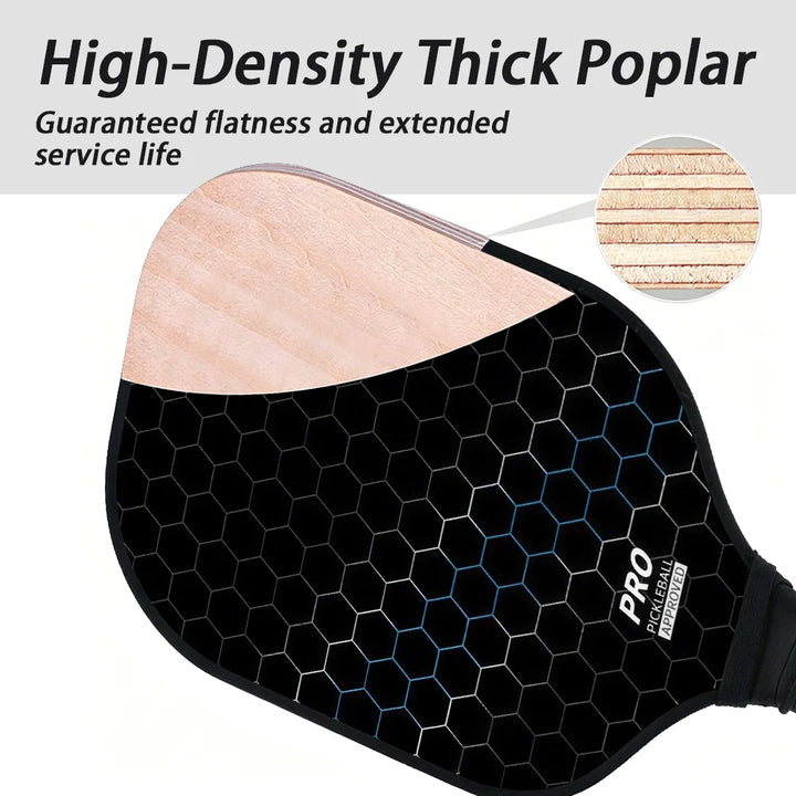 Poplar Wood Pickleball Paddles Set, Large Sweet Spot, Comfort Grip, Includes 4 Balls &amp; Carry Bag for All Players