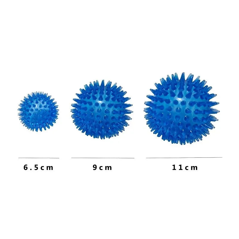 Pet Dog &amp; Cat Squeaky Ball Toys, TPR Rubber Teeth Cleaning Chew Ball, Polka Sounding Training Toy for Puppies &amp; Dogs, Durable Dental Exercise Toy