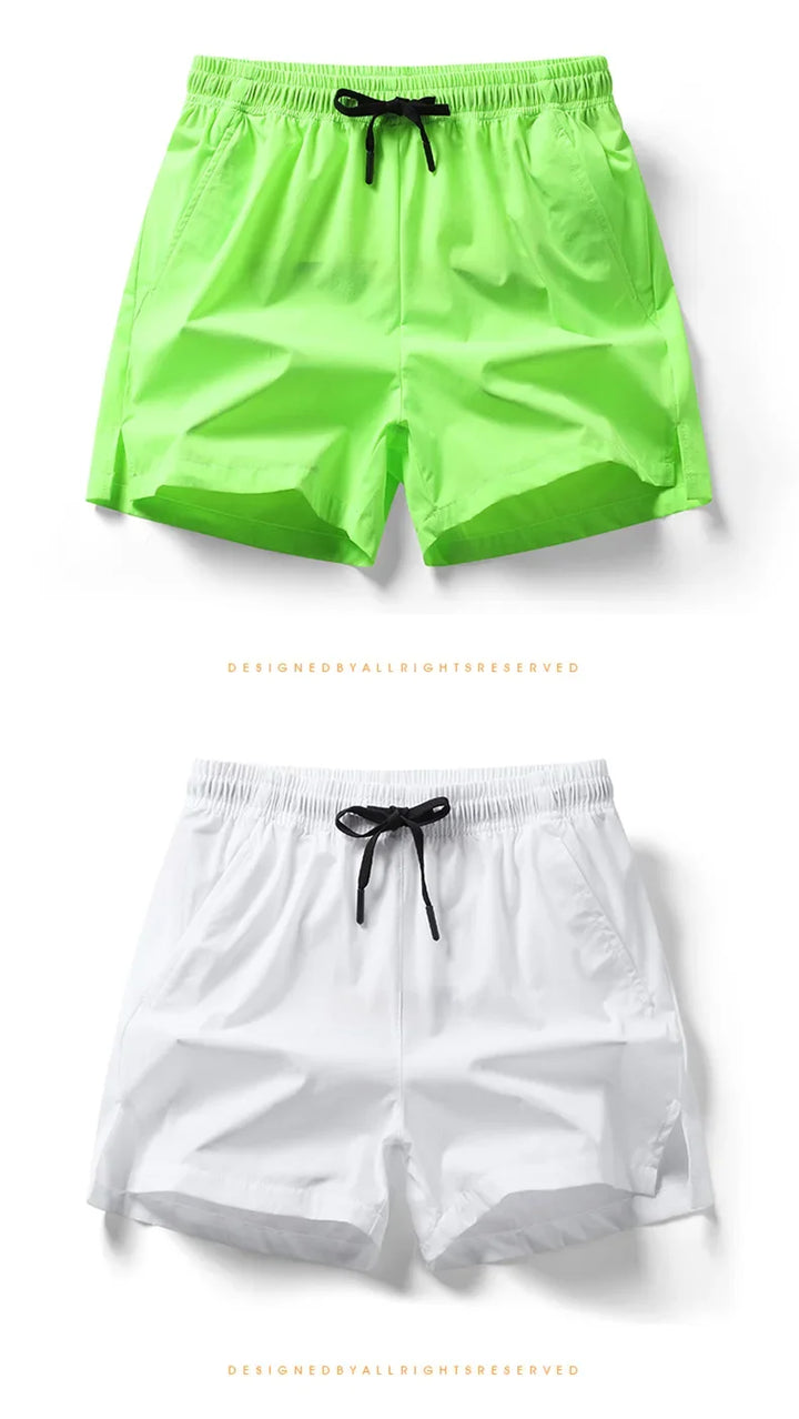 Men 2025 New  Summer Beach New Models Solid Color Fashion Leisure Comfortable Elastic Waist Double Pockets Cool Sports Shorts