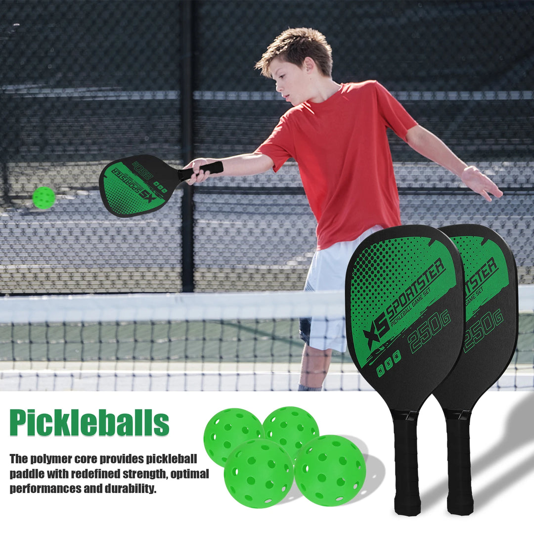 Pickleball Rackets Set Pickleball Paddle Set of 2 Rackets &amp; 4 Pickleballs Balls Pickle-Ball Racquet with Balls Sports Accessory