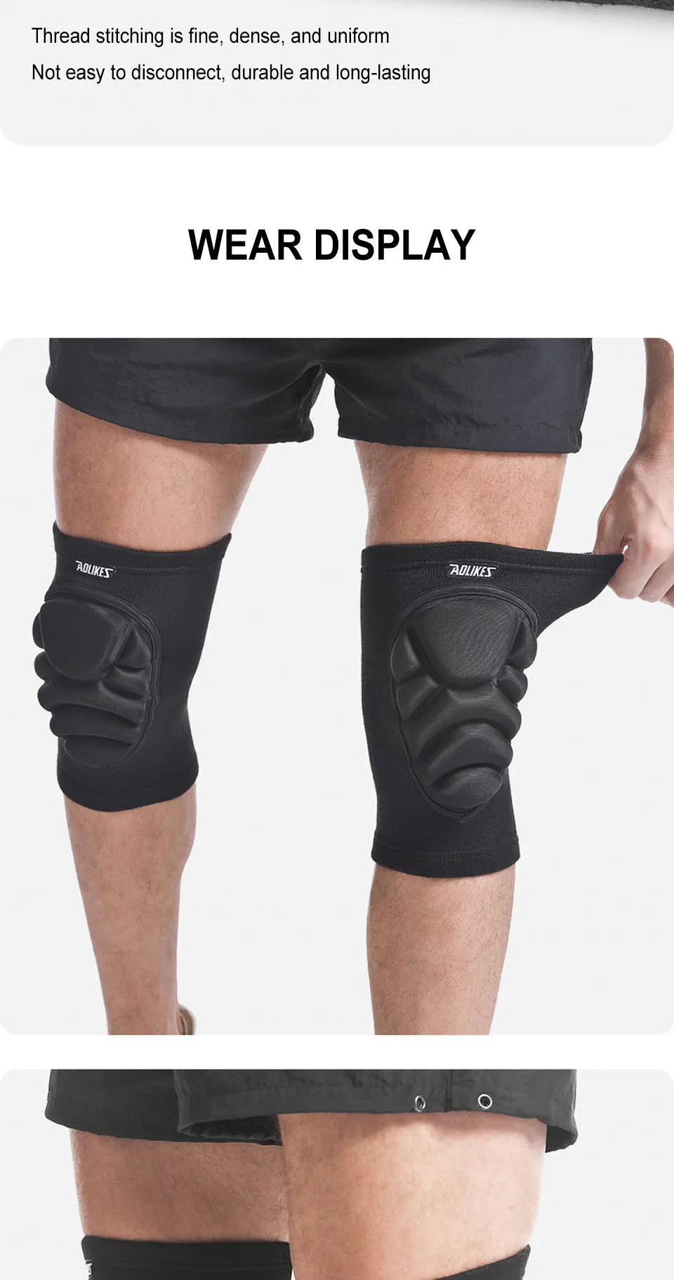 AOLIKES Knee Pads 1 Pair Anti-Slip Knee Sleeves with Thick EVA Foam Cushion for Volleyball, Football &amp; Dance Sports Protection