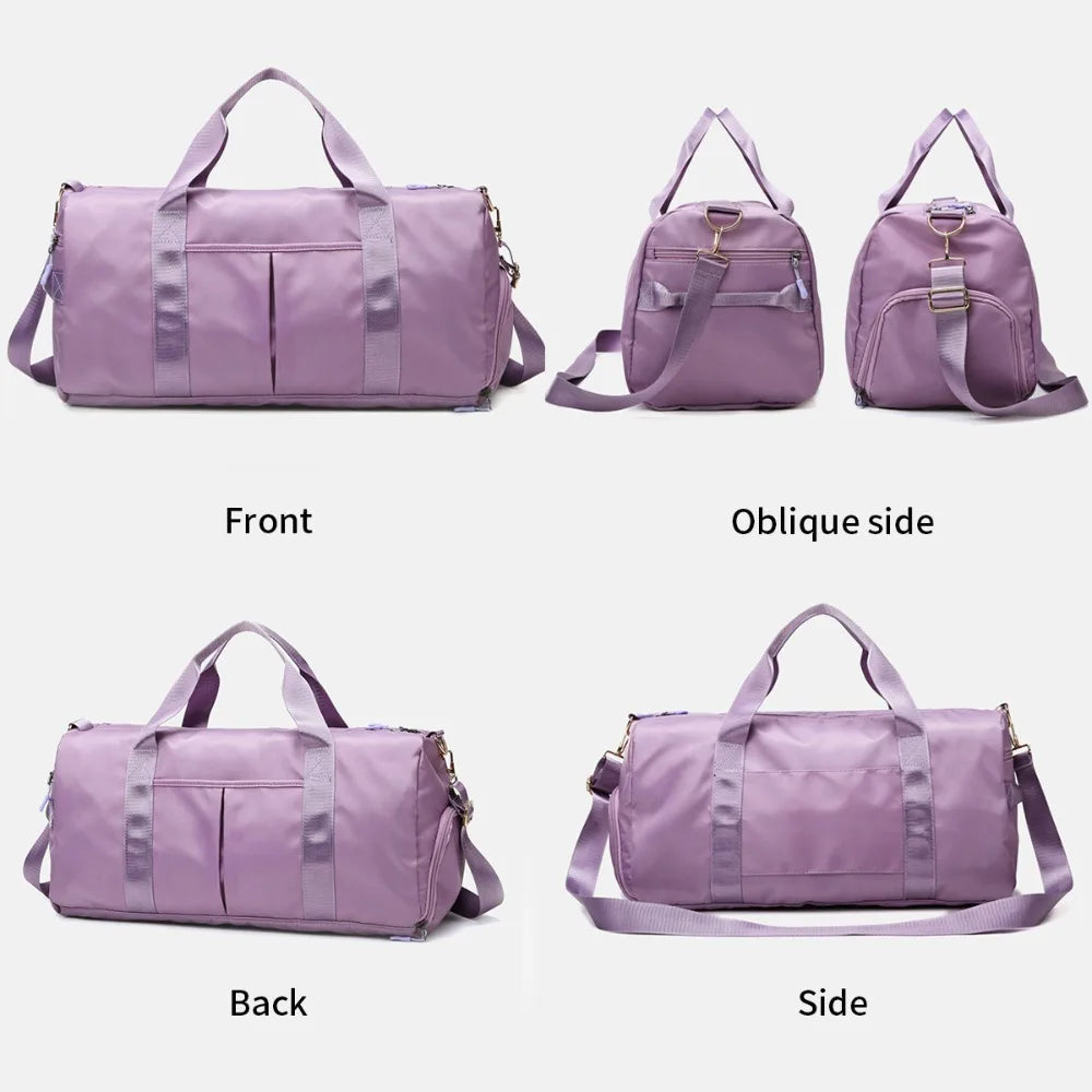Outdoor Waterproof Nylon Sports Gym Bags Men Women Training Fitness Travel Handbag Yoga Mat Sport Bag with shoes Compartment