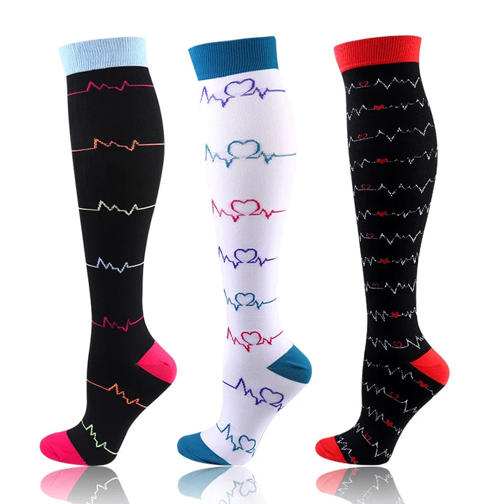 58 Styles 3 Pairs/Pack Compression Socks Knee High 30MmHg  Women Men Sports Socks Edema Diabetes Varicose Veins Running Socks