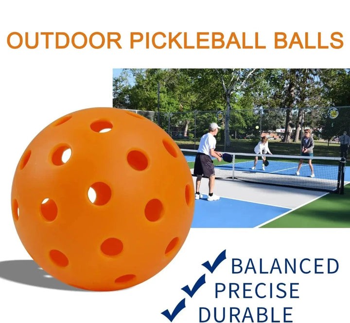 Pickleball 74MM Outdoor Pickleballs 6/12/24 Pack - Durable 40 Hole PP+PE Balls, 26g Competition Training Balls for Outdoor Pickleball Sports