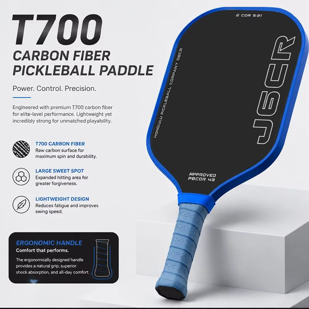 Carbon fiber pickleball paddle, rough surface, dynamic PowerFlex technology, foam core, US Postal Service certified pickleball p