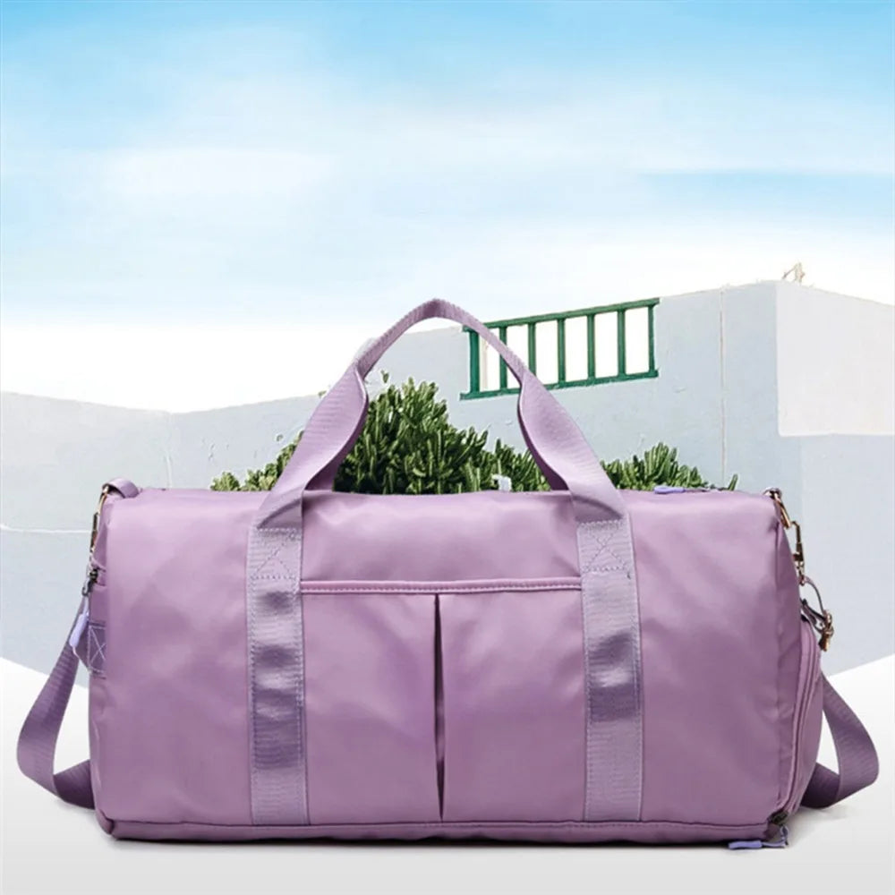 Outdoor Waterproof Nylon Sports Gym Bags Men Women Training Fitness Travel Handbag Yoga Mat Sport Bag with shoes Compartment