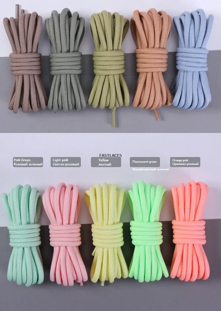 Fashion Round Shoelaces Polyester Solid Classic For Yezy Sports Boot Bold Shoeslace Sneaker Shoe Lace Shoes Strings 1Pair
