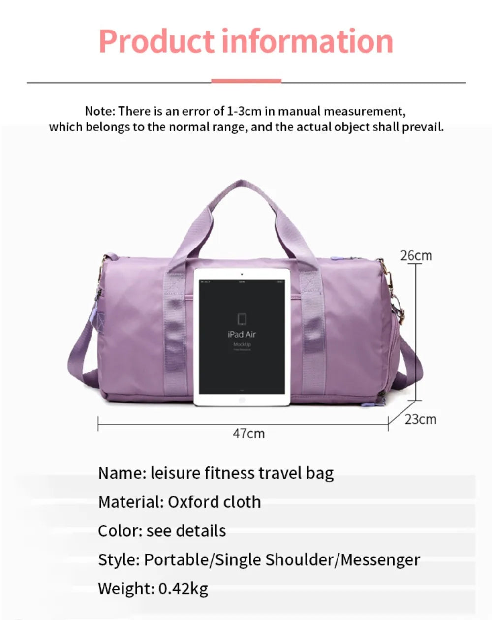 Outdoor Waterproof Nylon Sports Gym Bags Men Women Training Fitness Travel Handbag Yoga Mat Sport Bag with shoes Compartment