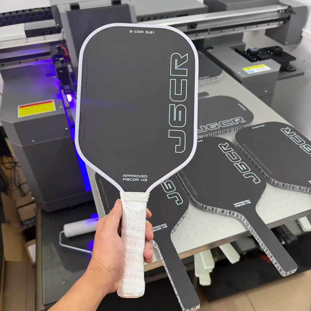 Carbon fiber pickleball paddle, rough surface, dynamic PowerFlex technology, foam core, US Postal Service certified pickleball p