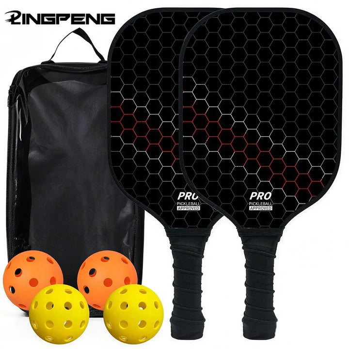 Poplar Wood Pickleball Paddles Set, Large Sweet Spot, Comfort Grip, Includes 4 Balls &amp; Carry Bag for All Players