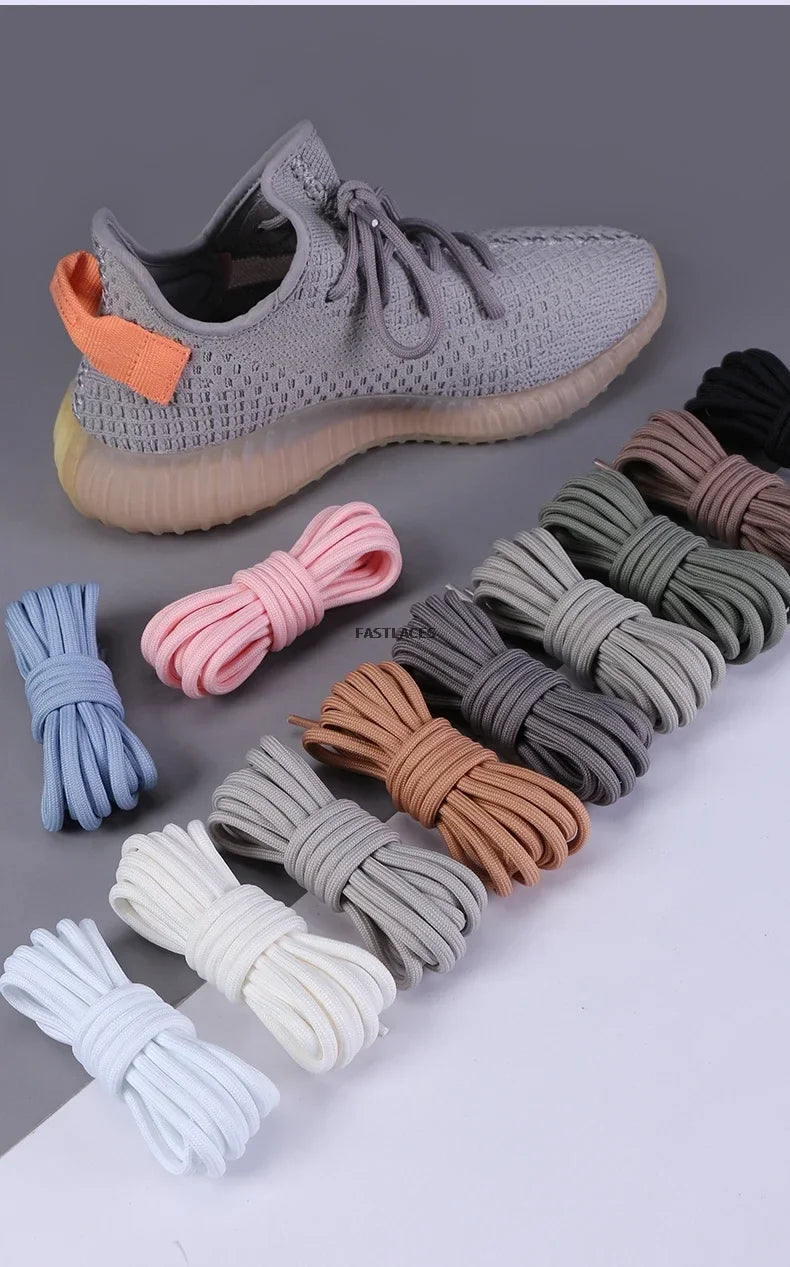 Fashion Round Shoelaces Polyester Solid Classic For Yezy Sports Boot Bold Shoeslace Sneaker Shoe Lace Shoes Strings 1Pair