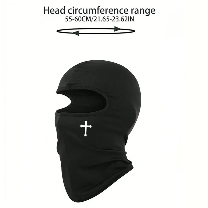 Breathable Black Cross Balaclava Caps for Men Face Ski Mask Beanie Four Seasons Bicycle Hiking Outdoor Sports Tool Bonnet