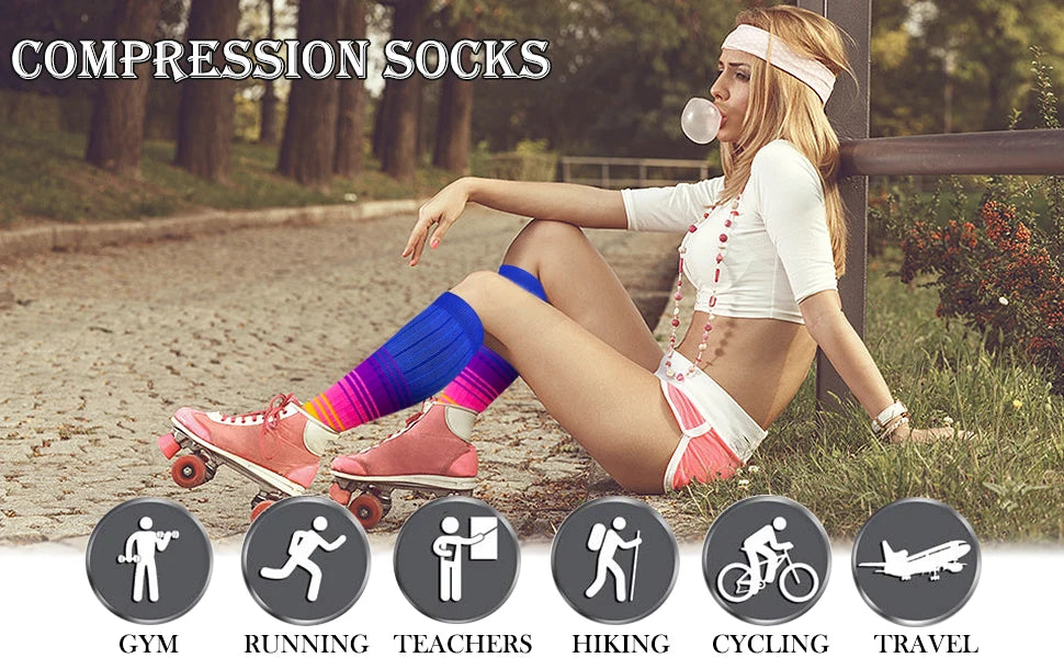 58 Styles 3 Pairs/Pack Compression Socks Knee High 30MmHg  Women Men Sports Socks Edema Diabetes Varicose Veins Running Socks