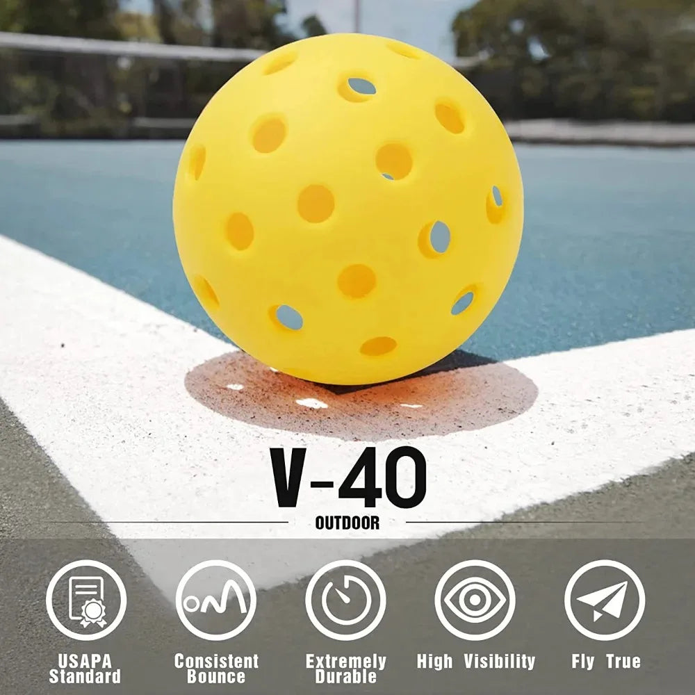 Pickleball 74MM Outdoor Pickleballs 6/12/24 Pack - Durable 40 Hole PP+PE Balls, 26g Competition Training Balls for Outdoor Pickleball Sports