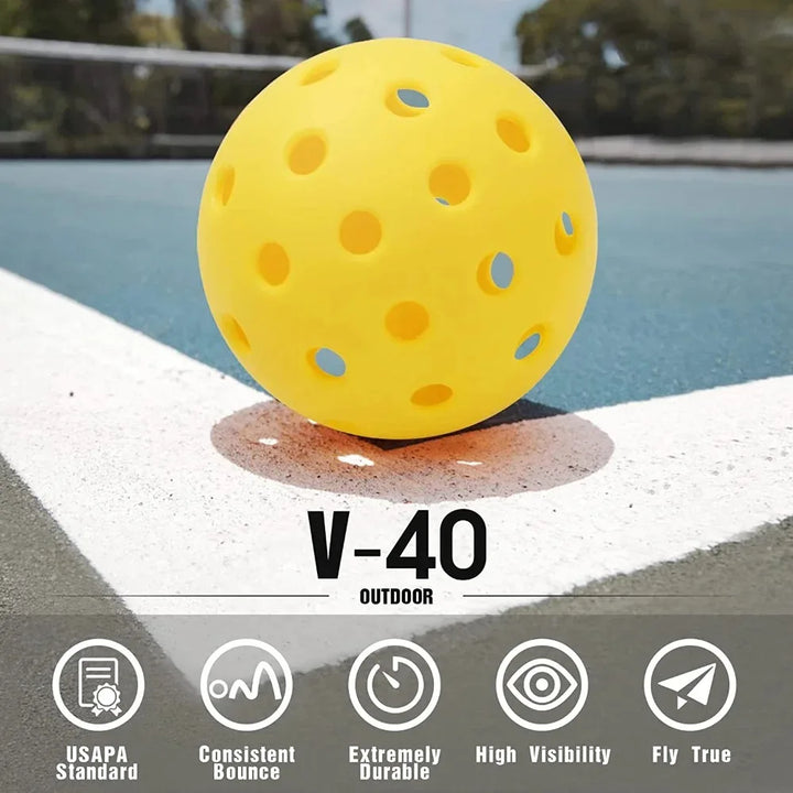 Pickleball 74MM Outdoor Pickleballs 6/12/24 Pack - Durable 40 Hole PP+PE Balls, 26g Competition Training Balls for Outdoor Pickleball Sports