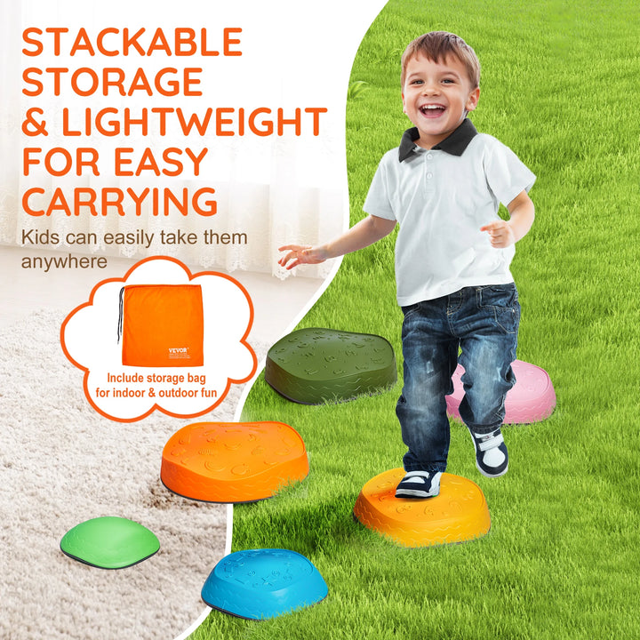 SucceBuy 5/6 PCS Balance Stepping Stones Kids Sports Toys Training Sensorial Social Games for Children Indoor or Outdoor Play