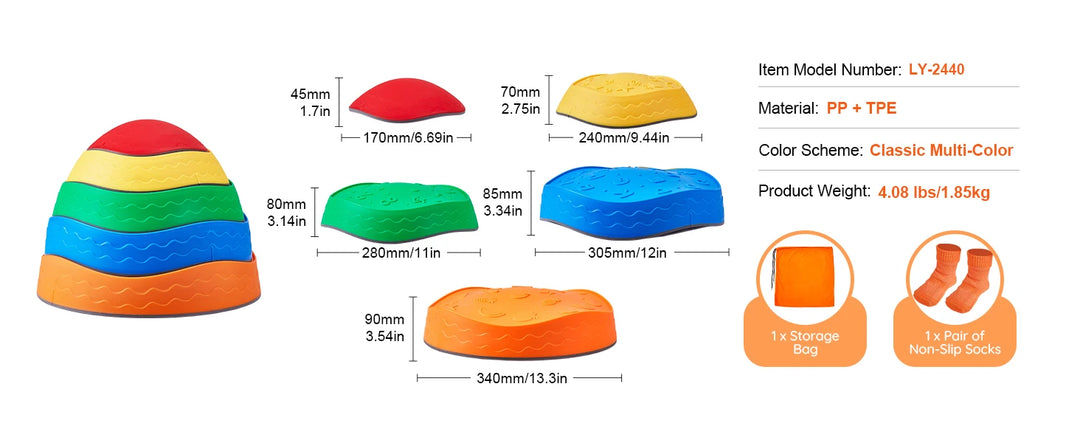 SucceBuy 5/6 PCS Balance Stepping Stones Kids Sports Toys Training Sensorial Social Games for Children Indoor or Outdoor Play