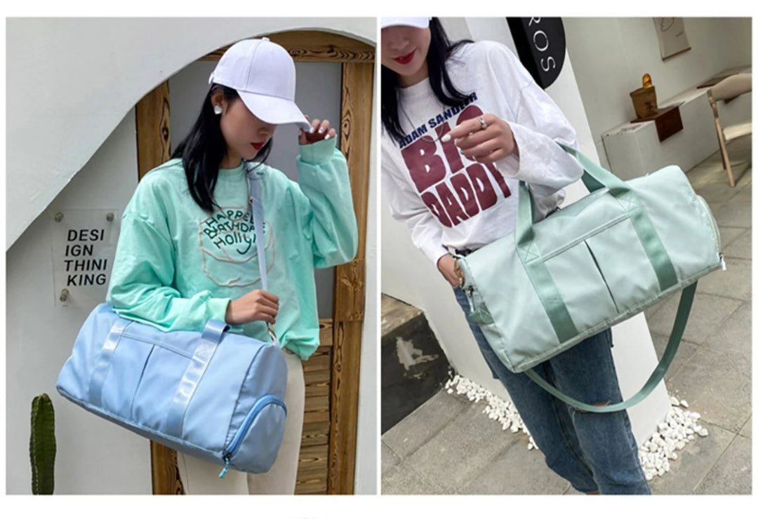 Outdoor Waterproof Nylon Sports Gym Bags Men Women Training Fitness Travel Handbag Yoga Mat Sport Bag with shoes Compartment
