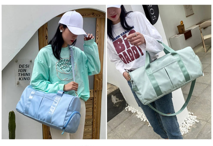 Outdoor Waterproof Nylon Sports Gym Bags Men Women Training Fitness Travel Handbag Yoga Mat Sport Bag with shoes Compartment