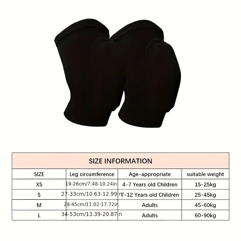 2pcs Sponge Knee Pads - Volleyball, Dance, Yoga, Running &amp; Cycling Knee Support Brace, Shock Absorbing, Breathable Polyester, Universal Fit (13+)
