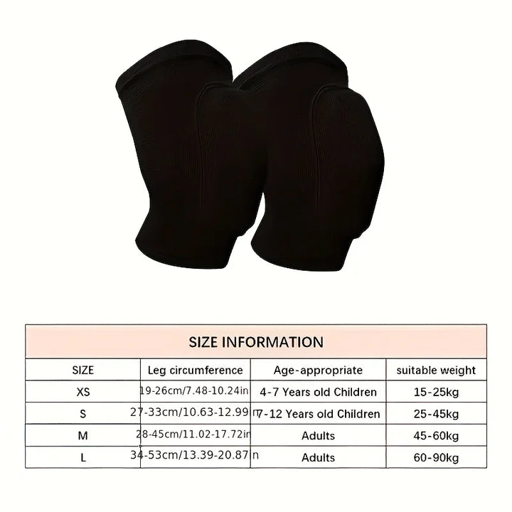 2pcs Sponge Knee Pads - Volleyball, Dance, Yoga, Running &amp; Cycling Knee Support Brace, Shock Absorbing, Breathable Polyester, Universal Fit (13+)