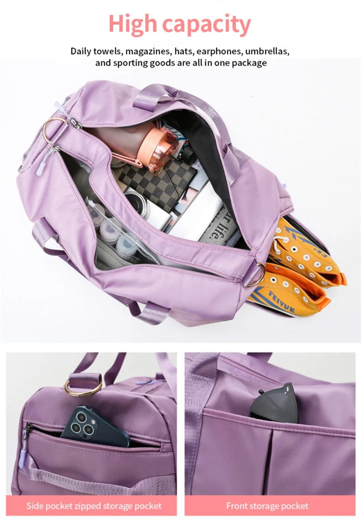 Outdoor Waterproof Nylon Sports Gym Bags Men Women Training Fitness Travel Handbag Yoga Mat Sport Bag with shoes Compartment