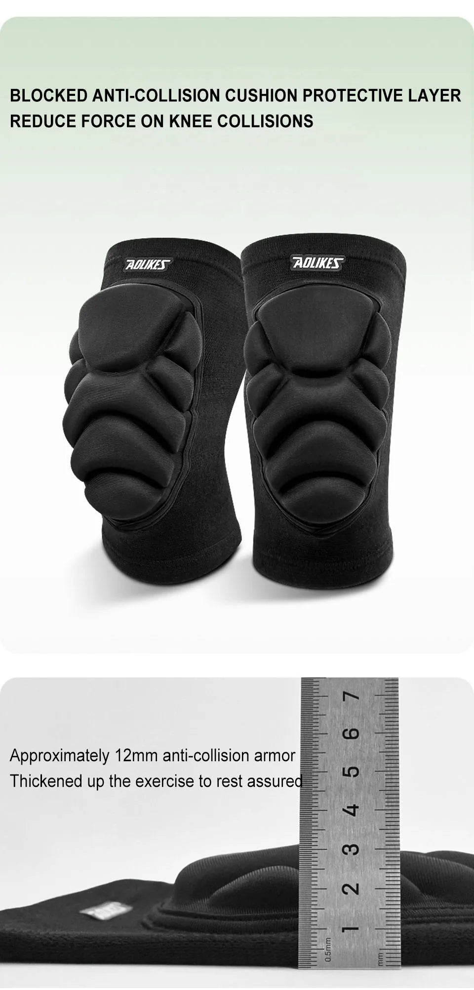 AOLIKES Knee Pads 1 Pair Anti-Slip Knee Sleeves with Thick EVA Foam Cushion for Volleyball, Football &amp; Dance Sports Protection