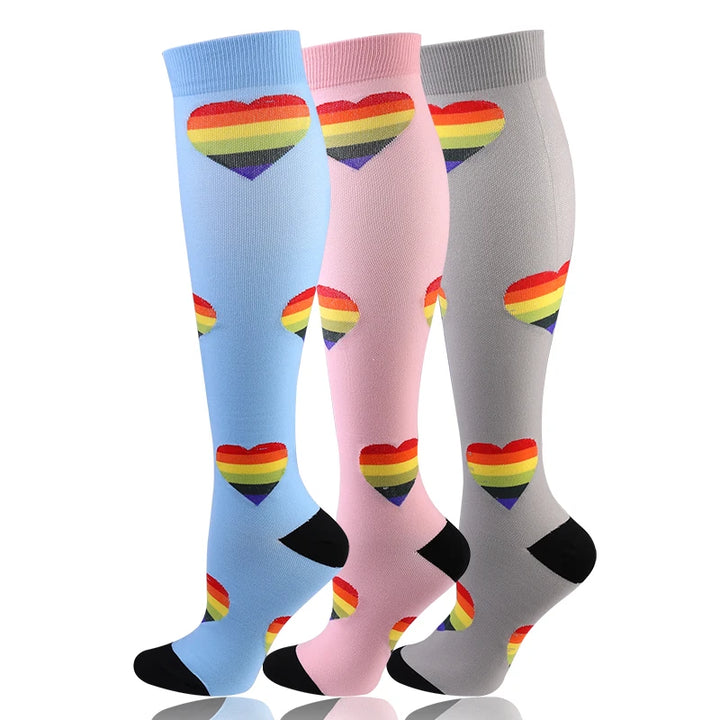 58 Styles 3 Pairs/Pack Compression Socks Knee High 30MmHg  Women Men Sports Socks Edema Diabetes Varicose Veins Running Socks