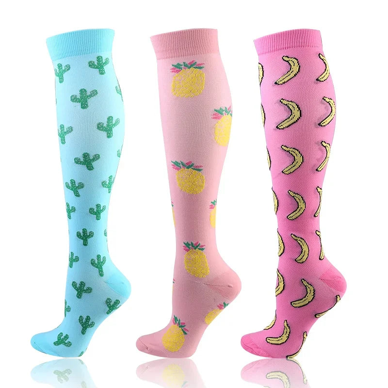 58 Styles 3 Pairs/Pack Compression Socks Knee High 30MmHg  Women Men Sports Socks Edema Diabetes Varicose Veins Running Socks