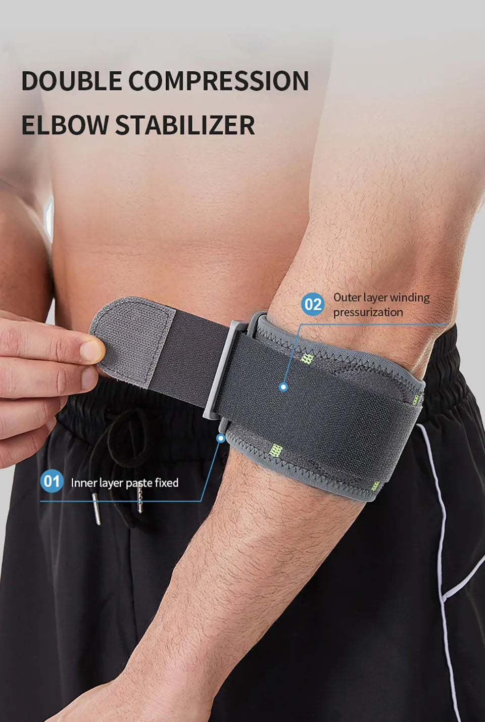 GTUBIKE Tennis Elbow Strap Compression Brace Forearm Support Band Pain Relief Adjustable Knit Polyester for Sports Injury Recovery &amp; Support