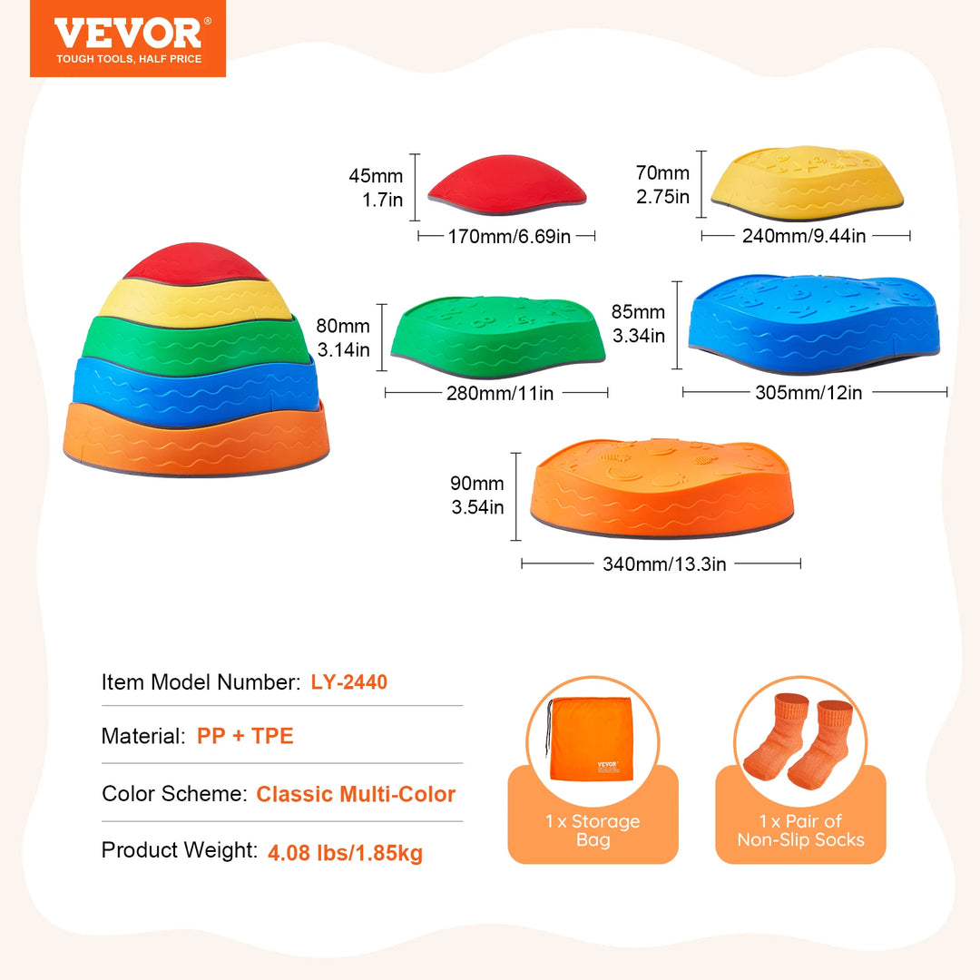 SucceBuy 5/6 PCS Balance Stepping Stones Kids Sports Toys Training Sensorial Social Games for Children Indoor or Outdoor Play