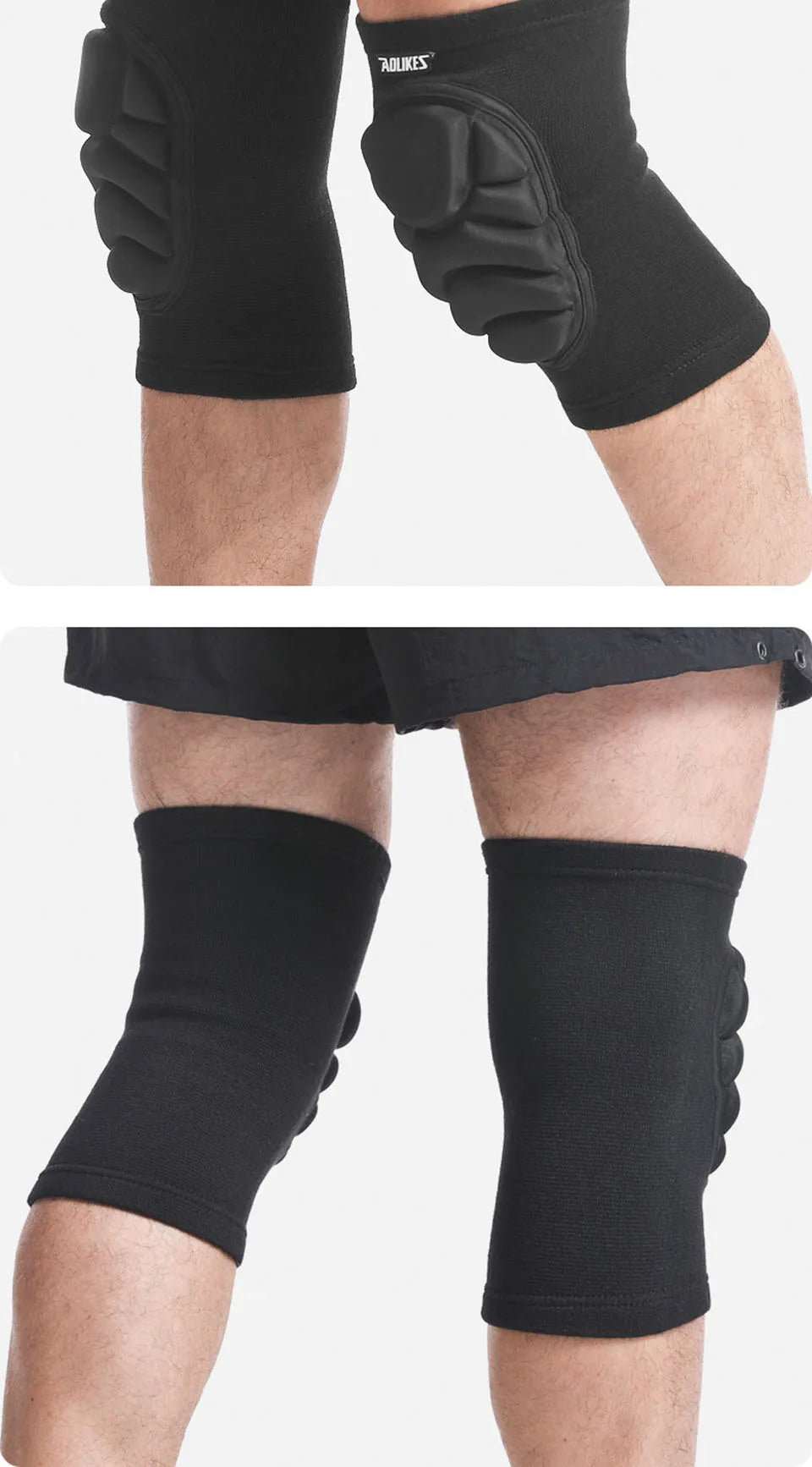 AOLIKES Knee Pads 1 Pair Anti-Slip Knee Sleeves with Thick EVA Foam Cushion for Volleyball, Football &amp; Dance Sports Protection