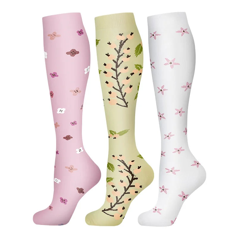 58 Styles 3 Pairs/Pack Compression Socks Knee High 30MmHg  Women Men Sports Socks Edema Diabetes Varicose Veins Running Socks