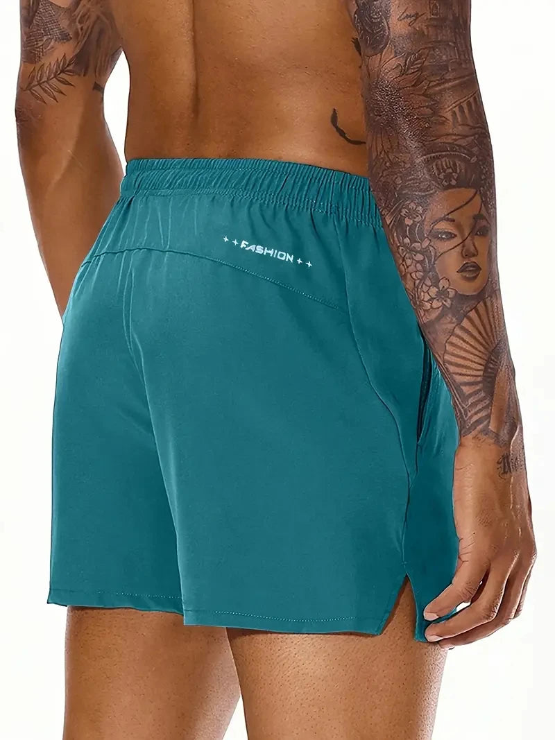 Men 2025 New  Summer Beach New Models Solid Color Fashion Leisure Comfortable Elastic Waist Double Pockets Cool Sports Shorts
