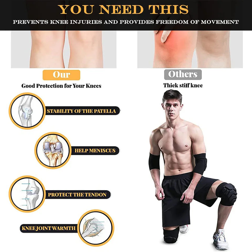 AOLIKES Knee Pads 1 Pair Anti-Slip Knee Sleeves with Thick EVA Foam Cushion for Volleyball, Football &amp; Dance Sports Protection