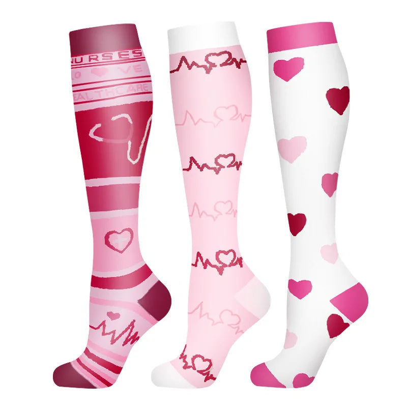58 Styles 3 Pairs/Pack Compression Socks Knee High 30MmHg  Women Men Sports Socks Edema Diabetes Varicose Veins Running Socks