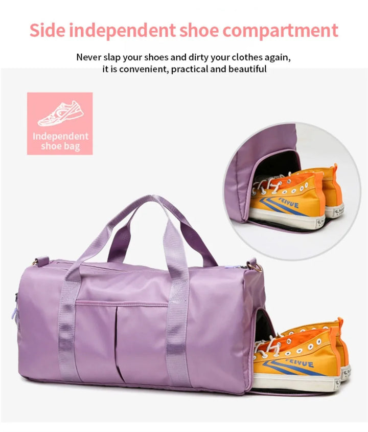 Outdoor Waterproof Nylon Sports Gym Bags Men Women Training Fitness Travel Handbag Yoga Mat Sport Bag with shoes Compartment