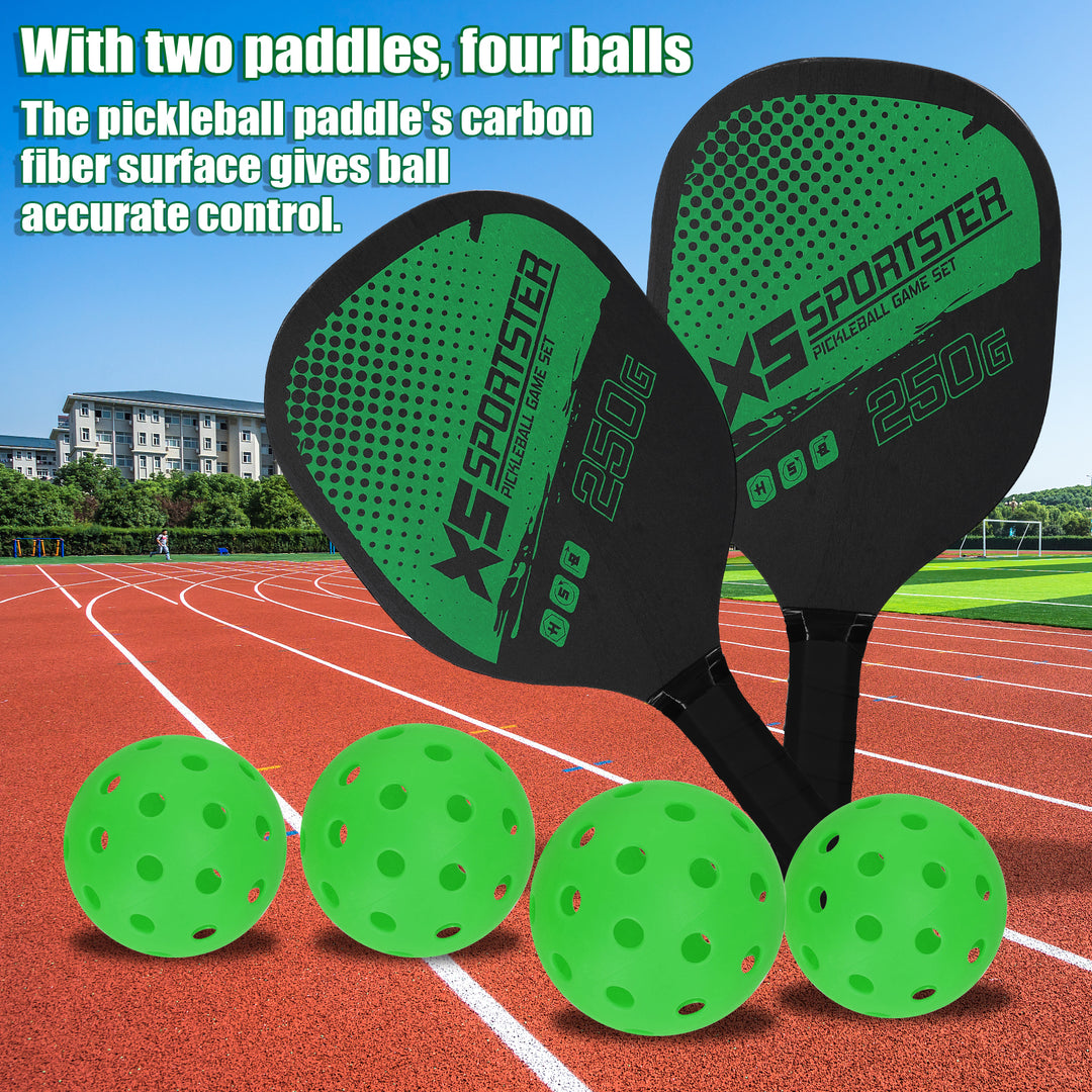 Pickleball Rackets Set Pickleball Paddle Set of 2 Rackets &amp; 4 Pickleballs Balls Pickle-Ball Racquet with Balls Sports Accessory
