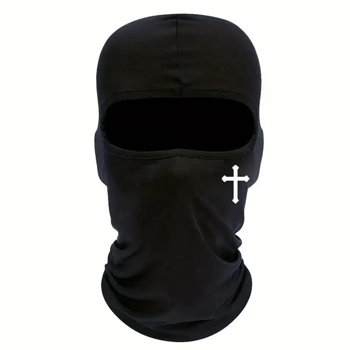Breathable Black Cross Balaclava Caps for Men Face Ski Mask Beanie Four Seasons Bicycle Hiking Outdoor Sports Tool Bonnet