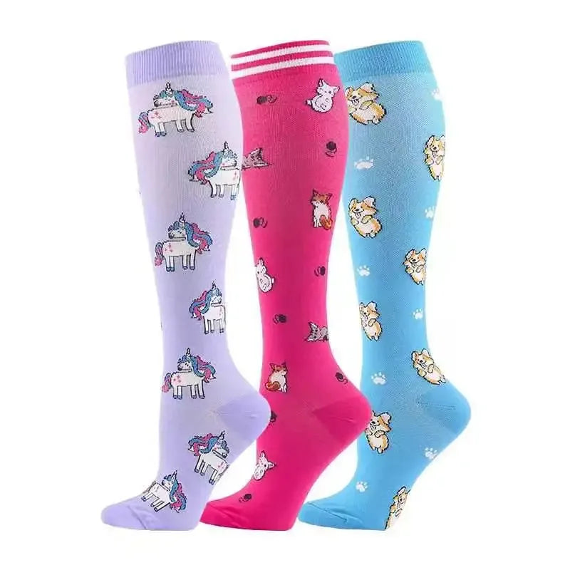 58 Styles 3 Pairs/Pack Compression Socks Knee High 30MmHg  Women Men Sports Socks Edema Diabetes Varicose Veins Running Socks
