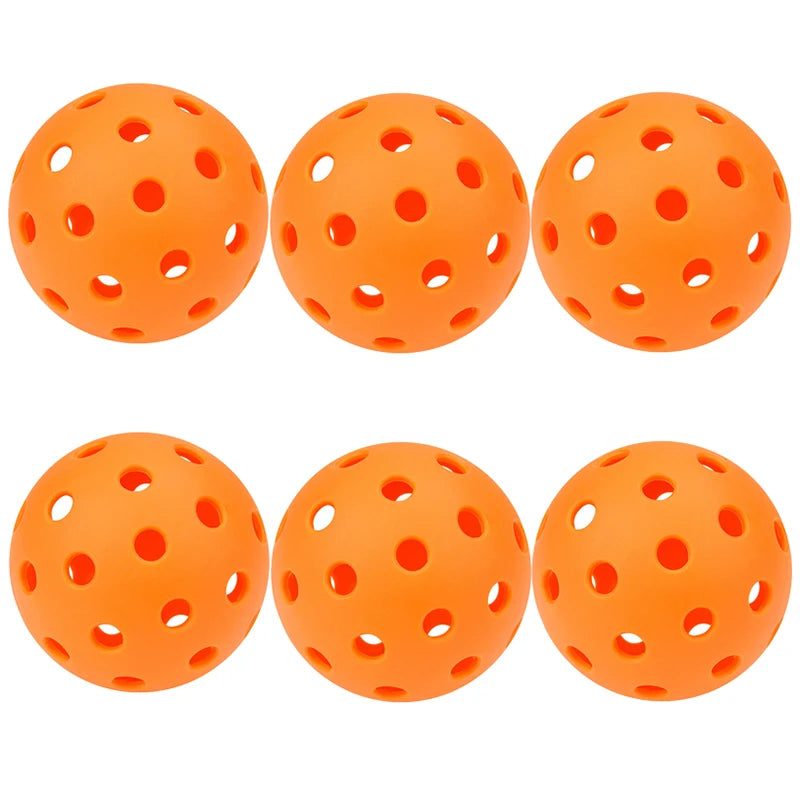 6pcs Pickleball 74MM Durable 40 Holes Outdoor Colorful Pickleballs Training And Entertainment Paddle Ball For Practice Sports