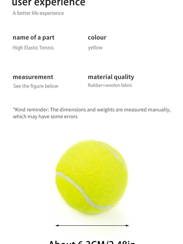 3pcs Professional Rubber Tennis Ball High Resilience Tennis Practice Ball for School Club Competition Training Exercises