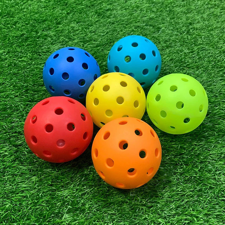 6pcs Pickleball 74MM Durable 40 Holes Outdoor Colorful Pickleballs Training And Entertainment Paddle Ball For Practice Sports