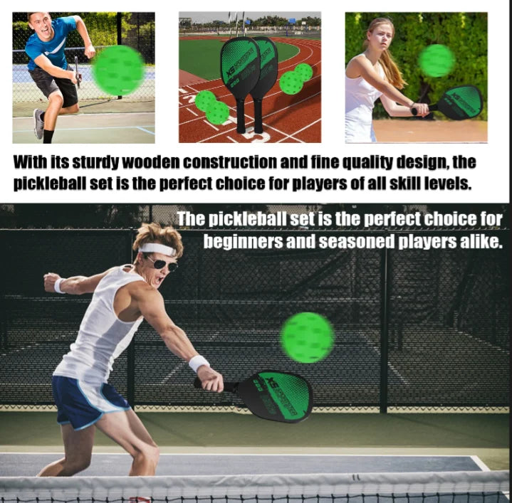 Pickleball Rackets Set Pickleball Paddle Set of 2 Rackets &amp; 4 Pickleballs Balls Pickle-Ball Racquet with Balls Sports Accessory