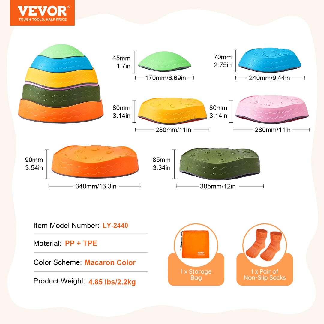 SucceBuy 5/6 PCS Balance Stepping Stones Kids Sports Toys Training Sensorial Social Games for Children Indoor or Outdoor Play