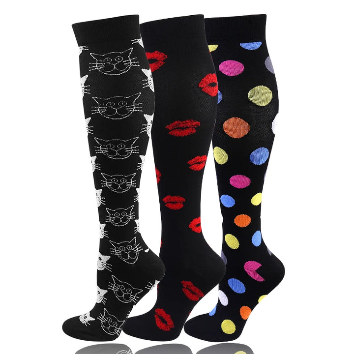 58 Styles 3 Pairs/Pack Compression Socks Knee High 30MmHg  Women Men Sports Socks Edema Diabetes Varicose Veins Running Socks