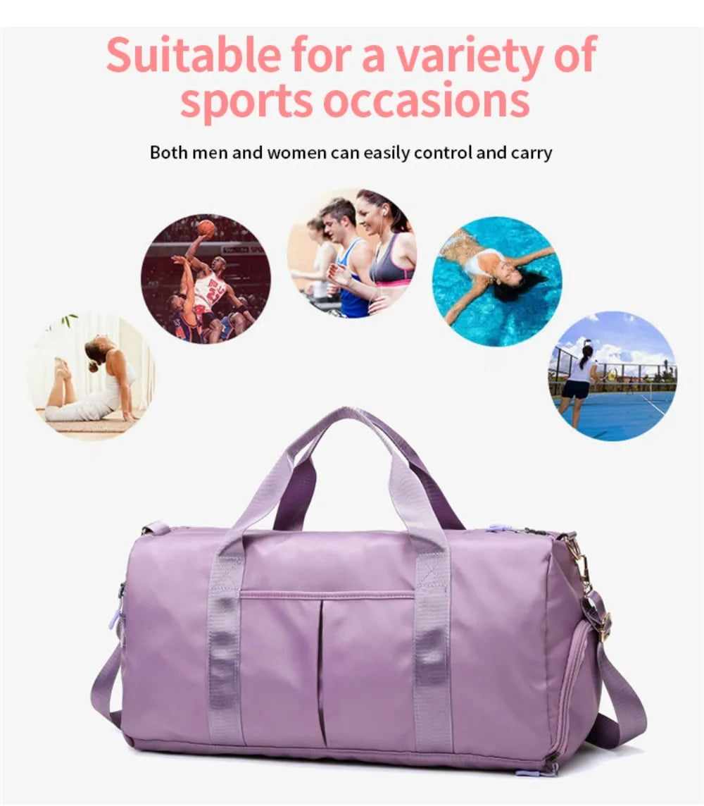 Outdoor Waterproof Nylon Sports Gym Bags Men Women Training Fitness Travel Handbag Yoga Mat Sport Bag with shoes Compartment