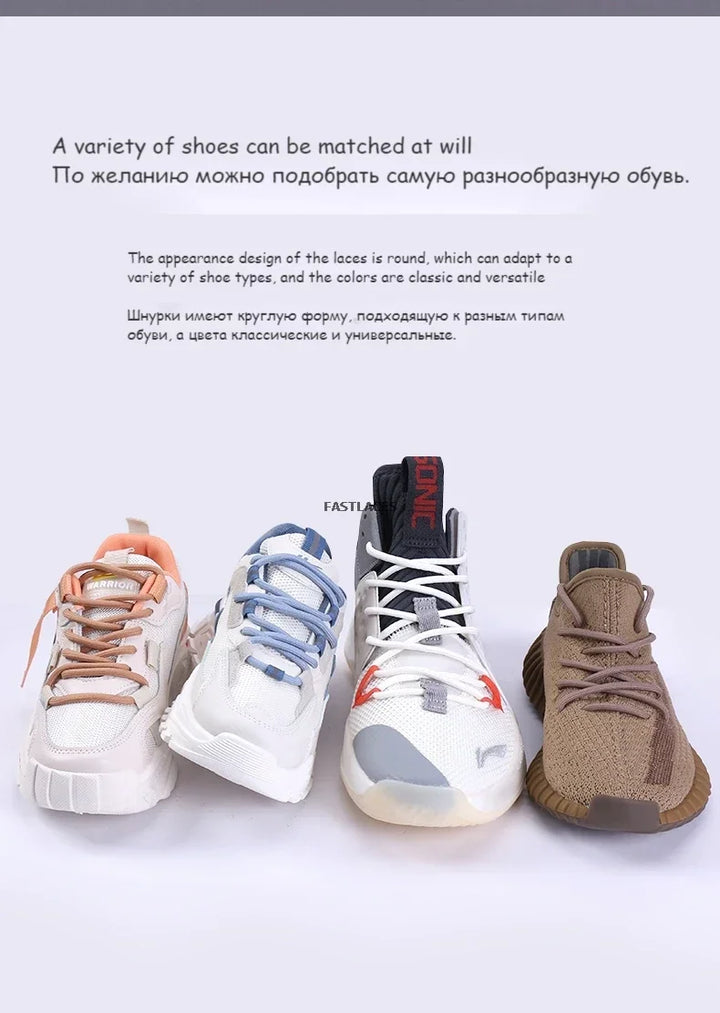 Fashion Round Shoelaces Polyester Solid Classic For Yezy Sports Boot Bold Shoeslace Sneaker Shoe Lace Shoes Strings 1Pair