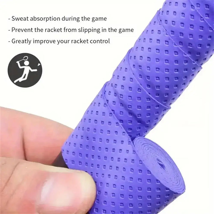 Non-Slip Tennis Racket Overgrip Tape, Sweat-Absorbing Pre-Cut Rubber Grip Wrap for Tennis, Badminton &amp; Pickleball, Comfortable Cushion Hand Tape